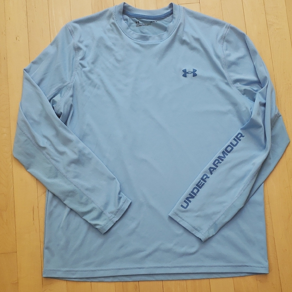 Under Armour Men's Blue Long Sleeve Crew Neck Shirt, Size Large